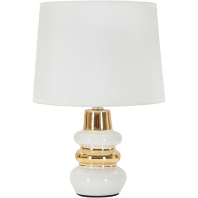Lampa de masa Liara, Mauro Ferretti, 1 x E14, 40W, 23x32 cm, ceramica/fier, alb/auriu Lampa de masa Liara, Mauro Ferretti, 1 x E14, 40W, 23x32 cm, ceramica/fier, alb/auriu