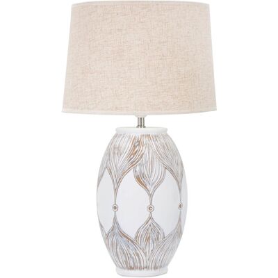 Lampa de masa, Atene, Mauro Ferretti, 1 x E27, 40W, Ø38 x 67 cm, polirasina/fier/textil, alb antic/maro Lampa de masa, Atene, Mauro Ferretti, 1 x E27, 40W, Ø38 x 67 cm, polirasina/fier/textil, alb antic/maro