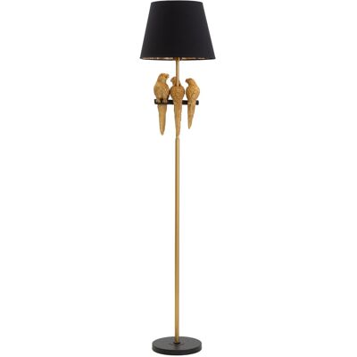 MAUROFERRETTI - Lampă de podea înaltă - Țesătură neagră și papagali aurii MAUROFERRETTI - Lampă de podea înaltă - Țesătură neagră și papagali aurii