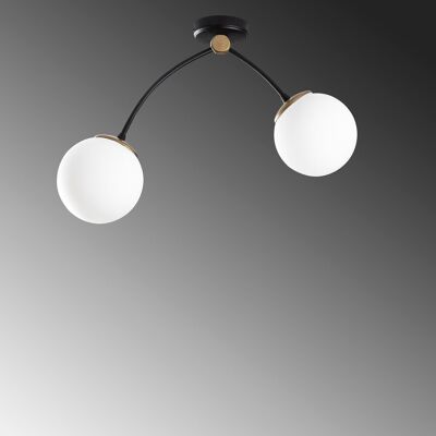Lustra, Kromozom - 1001, Tatum, 51 x 15 x 41 cm, 2 x E27, 40W, alb/negru Lustra, Kromozom - 1001, Tatum, 51 x 15 x 41 cm, 2 x E27, 40W, alb/negru