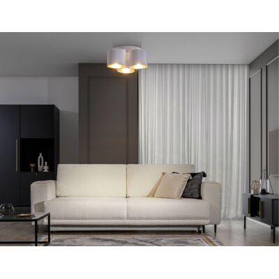 Plafoniera ELTAP, Vespillo, 45x18 cm, 3xE27, 15W, otel/PVC, alb/auriu Plafoniera ELTAP, Vespillo, 45x18 cm, 3xE27, 15W, otel/PVC, alb/auriu