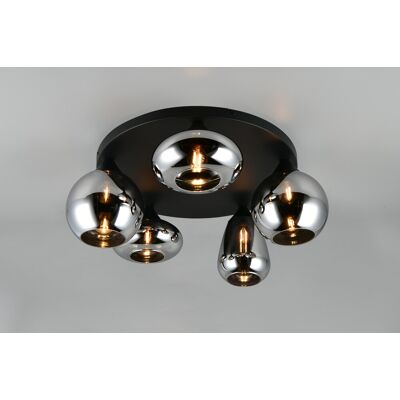 Plafoniera Lumina, TRIO, 50x24.5 cm, 10W, 5x E14, metal, negru mat/argintiu Plafoniera Lumina, TRIO, 50x24.5 cm, 10W, 5x E14, metal, negru mat/argintiu