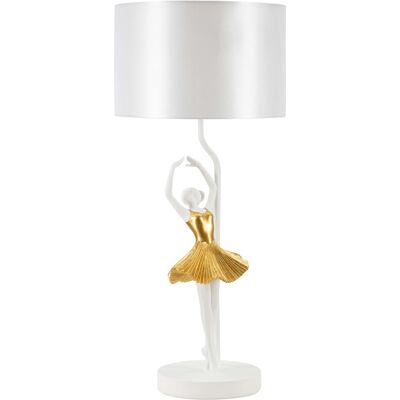 Lampa de masa Dancer, Mauro Ferretti, 1 x E27, 40W, 28x64 cm, polirasina/fier, auriu/alb Lampa de masa Dancer, Mauro Ferretti, 1 x E27, 40W, 28x64 cm, polirasina/fier, auriu/alb