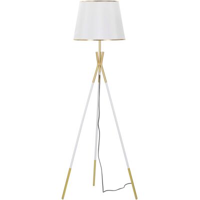 Lampa de podea tripla albă și aurie - Lumină Lampa de podea tripla albă și aurie - Lumină