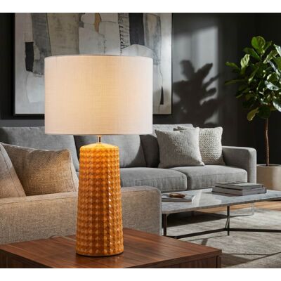 Lampa de masa, Mauro Ferretti, Gliss, 1 x E27, 40W, 30x52 cm, ceramica, galben mustar/alb Lampa de masa, Mauro Ferretti, Gliss, 1 x E27, 40W, 30x52 cm, ceramica, galben mustar/alb