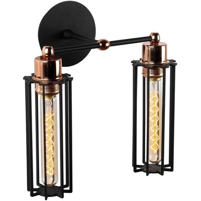 Aplica de perete Likya N-1023, Noor, 28 x 30 cm, 2 x E27, 100W, negru Aplica de perete Likya N-1023, Noor, 28 x 30 cm, 2 x E27, 100W, negru