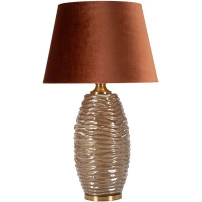 Lampa de masa Prague -W, Mauro Ferretti, 1 x E27, 40W, 45.5x79 cm, sticla/fier/textil, maro/auriu Lampa de masa Prague -W, Mauro Ferretti, 1 x E27, 40W, 45.5x79 cm, sticla/fier/textil, maro/auriu