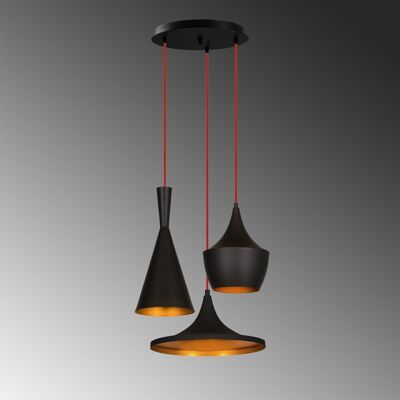 Lustra, Elmas - 3556, Opviq, 51 x 130 cm, 3 x E27, 40W, negru/auriu Lustra, Elmas - 3556, Opviq, 51 x 130 cm, 3 x E27, 40W, negru/auriu