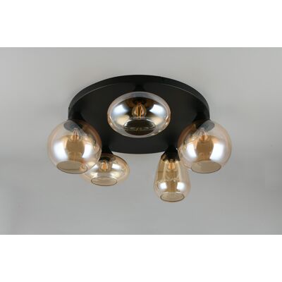 Plafoniera Lumina, TRIO, 50x24.5 cm, 10W, 5x E14, metal, negru mat Plafoniera Lumina, TRIO, 50x24.5 cm, 10W, 5x E14, metal, negru mat