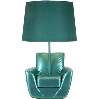 Lampa de masa Midcentury, Mauro Ferretti, 1 x E27, 40W, 26x43 cm, polirasina/fier, turcoaz Lampa de masa Midcentury, Mauro Ferretti, 1 x E27, 40W, 26x43 cm, polirasina/fier, turcoaz