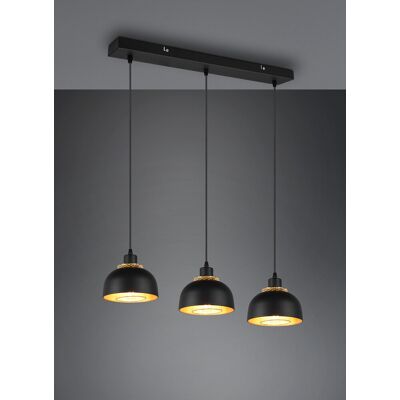 Lustra Punch, RL, 74x18x150 cm, 40W, 3x E27, metal, negru mat Lustra Punch, RL, 74x18x150 cm, 40W, 3x E27, metal, negru mat