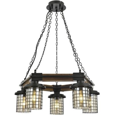 Avonni Lustra, Opviq, 683AVN1404, Metal, Negru / Stejar Avonni Lustra, Opviq, 683AVN1404, Metal, Negru / Stejar