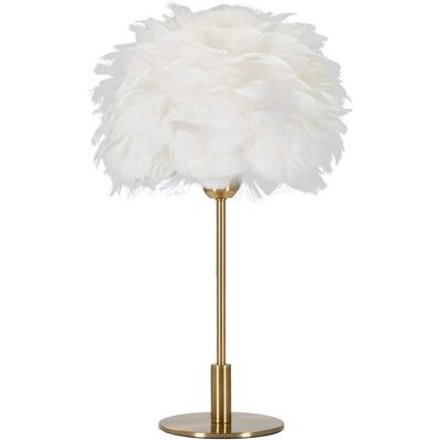 Lampa de masa Ball Feather, Mauro Ferretti, Ø30 x 50 cm, 1 x E27, 40W, fier, auriu/alb Lampa de masa Ball Feather, Mauro Ferretti, Ø30 x 50 cm, 1 x E27, 40W, fier, auriu/alb