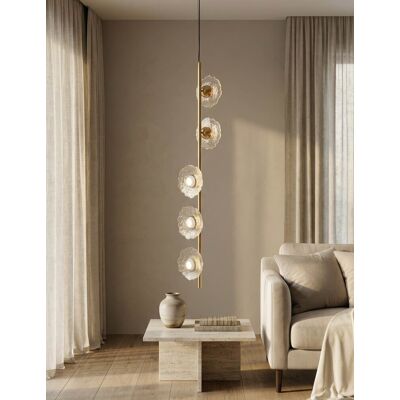 Candelabru, Mauro Ferretti, Emily Vertical, 5 x E27, 40W, 15x16x110 cm, fier/sticla, auriu/transparent Candelabru, Mauro Ferretti, Emily Vertical, 5 x E27, 40W, 15x16x110 cm, fier/sticla, auriu/transparent