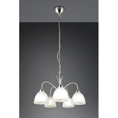 Lustra Dobby, RL, 55x150 cm, 10W, 5x E27, metal, nichel mat/alb Lustra Dobby, RL, 55x150 cm, 10W, 5x E27, metal, nichel mat/alb