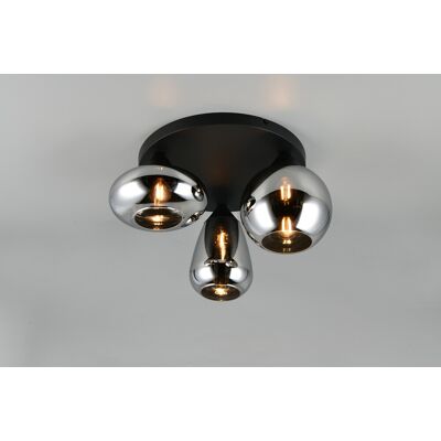 Plafoniera Lumina, TRIO, 35x24.5 cm, 10W, 3x E14, metal, negru mat/argintiu Plafoniera Lumina, TRIO, 35x24.5 cm, 10W, 3x E14, metal, negru mat/argintiu