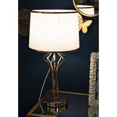 Lampa de masa, Mauro Ferretti, Slimmy, 1 x E27, 40W, 28x53 cm, fier/plastic, alb,auriu Lampa de masa, Mauro Ferretti, Slimmy, 1 x E27, 40W, 28x53 cm, fier/plastic, alb,auriu
