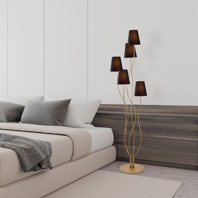 Lampadar, Bonibon - 13242, Fulgor, 44 x 44 x 160 cm, 5 x E14, 40W, auriu/negru Lampadar, Bonibon - 13242, Fulgor, 44 x 44 x 160 cm, 5 x E14, 40W, auriu/negru