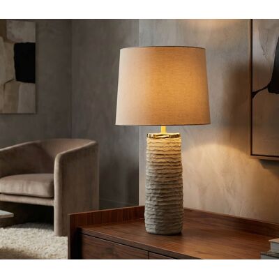 Lampa de masa, Mauro Ferretti, Lima, 1 x E27, 40W, 37x73 cm, ceramica, gri/auriu Lampa de masa, Mauro Ferretti, Lima, 1 x E27, 40W, 37x73 cm, ceramica, gri/auriu