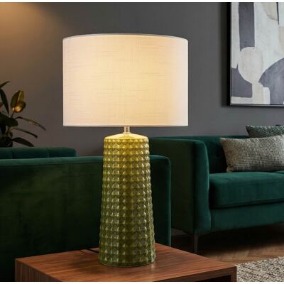 Lampa de masa, Mauro Ferretti, Gliss, 1 x E27, 40W, 30x52 cm, ceramica, verde/alb Lampa de masa, Mauro Ferretti, Gliss, 1 x E27, 40W, 30x52 cm, ceramica, verde/alb
