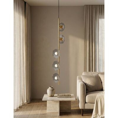 Candelabru, Mauro Ferretti, Emily Vertical, 5 x E27, 40W, 15x16x110 cm, fier/sticla, auriu/gri Candelabru, Mauro Ferretti, Emily Vertical, 5 x E27, 40W, 15x16x110 cm, fier/sticla, auriu/gri