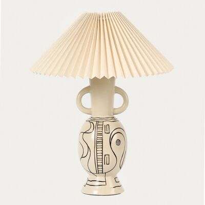 Lampa de masa Teta, Homla, 35.5x44 cm, 60W, 1x E27, ceramica/bumbac, bej Lampa de masa Teta, Homla, 35.5x44 cm, 60W, 1x E27, ceramica/bumbac, bej