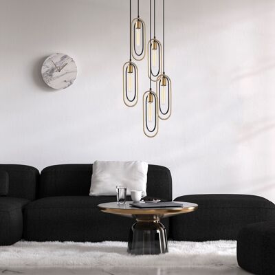 Lustra, Cerco - 2041, Tatum, 48 x 48 x 132 cm, 5 x E27, 40W, negru/auriu Lustra, Cerco - 2041, Tatum, 48 x 48 x 132 cm, 5 x E27, 40W, negru/auriu