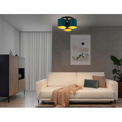 Plafoniera ELTAP, Vespillo, 45x18 cm, 3xE27, 15W, otel/PVC, verde/auriu Plafoniera ELTAP, Vespillo, 45x18 cm, 3xE27, 15W, otel/PVC, verde/auriu