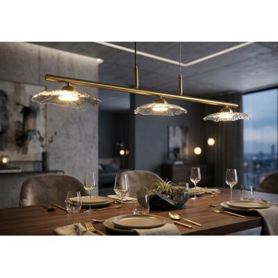 Candelabru, Mauro Ferretti, Emily, 3 x E27, 40W, 100x24x18 cm, fier/sticla, auriu/gri Candelabru, Mauro Ferretti, Emily, 3 x E27, 40W, 100x24x18 cm, fier/sticla, auriu/gri