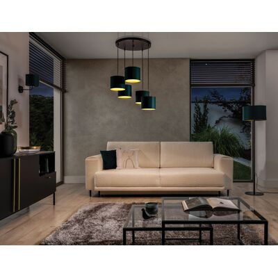 Lustra ELTAP, Vespillo, 58x115 cm, 5xE27, 15W, otel/PVC, verde/auriu Lustra ELTAP, Vespillo, 58x115 cm, 5xE27, 15W, otel/PVC, verde/auriu