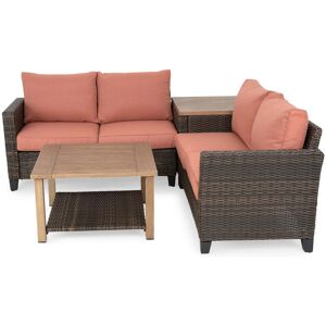 Maison Set mobilier gradina/terasa Tilson, 4 piese, otel/fibre sintetice, maro/caramiziu Maison Set mobilier gradina/terasa Tilson, 4 piese, otel/fibre sintetice, maro/caramiziu