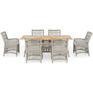 Maison Set 6 scaune si masa pentru gradina/terasa Mackinac, aluminiu/lemn de teak, gri/natur Maison Set 6 scaune si masa pentru gradina/terasa Mackinac, aluminiu/lemn de teak, gri/natur