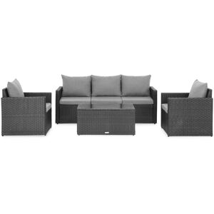 Maison Set mobilier gradina/terasa, Marti, 2 fotolii + canapea + masuta, otel, gri/negru Maison Set mobilier gradina/terasa, Marti, 2 fotolii + canapea + masuta, otel, gri/negru