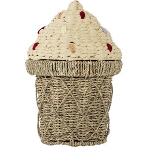 Cos cu capac, Bloomingville, Cillie, 28x41 cm, iarba de mare impletita/otel, natural Cos cu capac, Bloomingville, Cillie, 28x41 cm, iarba de mare impletita/otel, natural