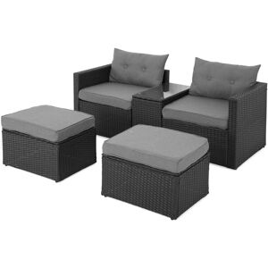 Maison Set mobilier gradina/terasa, 2 fotolii + 2 taburete + masuta, Marti, otel, gri/negru Maison Set mobilier gradina/terasa, 2 fotolii + 2 taburete + masuta, Marti, otel, gri/negru