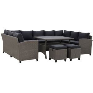 Maison Set coltar de gradina/terasa 6 piese, cu spatiu de depozitare Baxter, 120x82x67 cm/ 165x67x73 cm, otel/poliester, gri/negru Maison Set coltar de gradina/terasa 6 piese, cu spatiu de depozitare Baxter, 120x82x67 cm/ 165x67x73 cm, otel/poliester, gri/negru