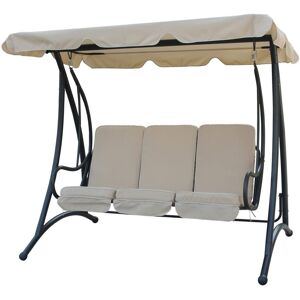 Balansoar leagan cu umbrela, 3 locuri, Heinner, STBL001, gradina/terasa, otel si poliester, 201 x 120 x 172 cm ,crem Balansoar leagan cu umbrela, 3 locuri, Heinner, STBL001, gradina/terasa, otel si poliester, 201 x 120 x 172 cm ,crem