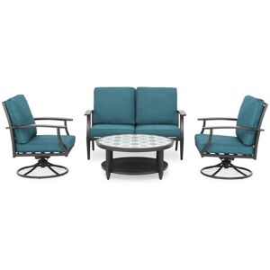 Maison Set mobilier de gradina/terasa 4 piese Mirabel, otel/ceramica, negru/verde Maison Set mobilier de gradina/terasa 4 piese Mirabel, otel/ceramica, negru/verde