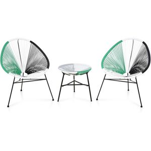 Maison Set mobilier gradina/terasa, 2 fotolii + masuta, Corfu, otel, verde/alb/negru Maison Set mobilier gradina/terasa, 2 fotolii + masuta, Corfu, otel, verde/alb/negru