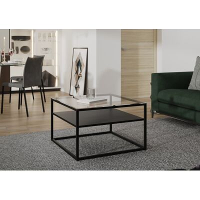 Masuta de cafea ELTAP, Stolik Linze, 75x75x45 cm, metal/sticla, negru/transparent Masuta de cafea ELTAP, Stolik Linze, 75x75x45 cm, metal/sticla, negru/transparent