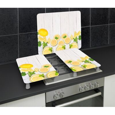 Set 2 protectii universale pentru aragaz Lemons, Wenko, 30x52x1.8-5.5 cm, sticla/PVC, multicolor Set 2 protectii universale pentru aragaz Lemons, Wenko, 30x52x1.8-5.5 cm, sticla/PVC, multicolor