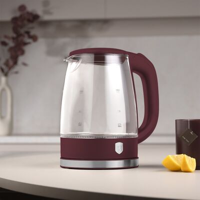 Ceainic electric Berlinger Haus, Leonardo, 1.7 L, sticla borosilicata, visiniu mat/transparent Ceainic electric Berlinger Haus, Leonardo, 1.7 L, sticla borosilicata, visiniu mat/transparent