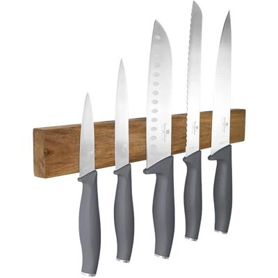 Set 5 cutite cu suport magnetic Berlinger Haus, Aspen, inox/lemn, gri mat/natur Set 5 cutite cu suport magnetic Berlinger Haus, Aspen, inox/lemn, gri mat/natur