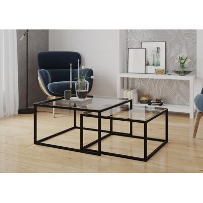 Masuta de cafea ELTAP, Stolik Cloue, 140x65/75x35/41 cm, metal/sticla, negru/transparent Masuta de cafea ELTAP, Stolik Cloue, 140x65/75x35/41 cm, metal/sticla, negru/transparent