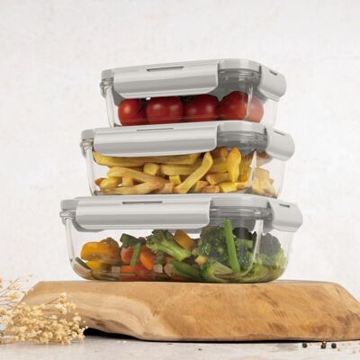 Set 3 caserole cu capac Berlinger Haus, Sahara, 570 ml / 840 ml / 1.18 L, sticla/plastic, crem/transparent Set 3 caserole cu capac Berlinger Haus, Sahara, 570 ml / 840 ml / 1.18 L, sticla/plastic, crem/transparent
