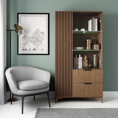 Dulap multifunctional ELTAP, Entsian, 100x60x192 cm, PAL/ABS/sticla, stejar Dulap multifunctional ELTAP, Entsian, 100x60x192 cm, PAL/ABS/sticla, stejar