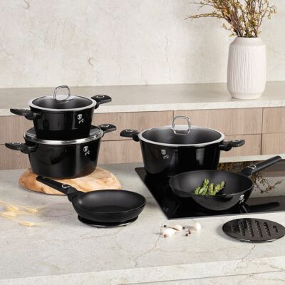 Set pentru gatit Berlinger Haus, Black Vantage, 10 piese, aluminiu forjat, negru lucios Set pentru gatit Berlinger Haus, Black Vantage, 10 piese, aluminiu forjat, negru lucios