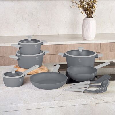 Set pentru gatit Berlinger Haus, Aspen, 15 piese, aluminiu forjat, gri mat Set pentru gatit Berlinger Haus, Aspen, 15 piese, aluminiu forjat, gri mat