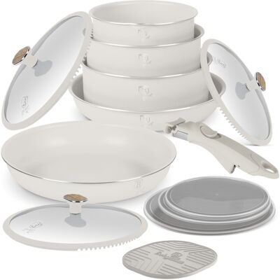 Set pentru gatit Berlinger Haus, Sahara Nordic, 13 piese, aluminiu, crem mat/natur Set pentru gatit Berlinger Haus, Sahara Nordic, 13 piese, aluminiu, crem mat/natur