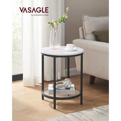 Masuta de cafea Vasagle, 45x45x55 cm, PAL/otel/sticla, alb/negu Masuta de cafea Vasagle, 45x45x55 cm, PAL/otel/sticla, alb/negu